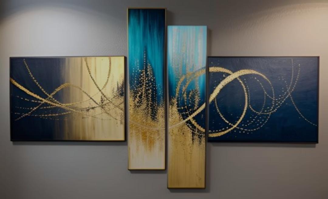 Tableau peinture abstraite bleu canard nuancé - Artiste Eva Jekins