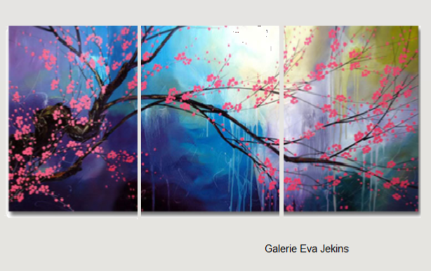 Tableau Abstrait Cerisier Japonais Zen Coloré - EVA JEKINS